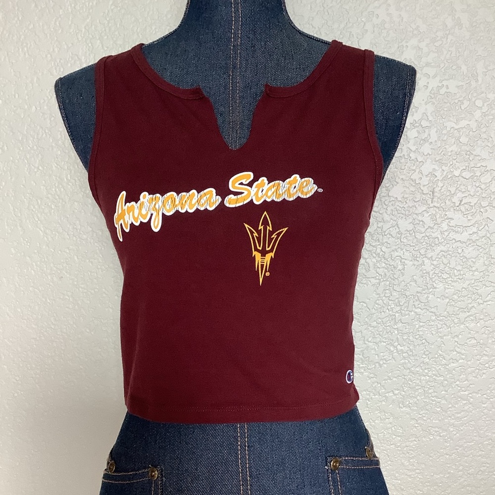 Champion Arizona State University Maroon Crop Tank Top Women's Size Large